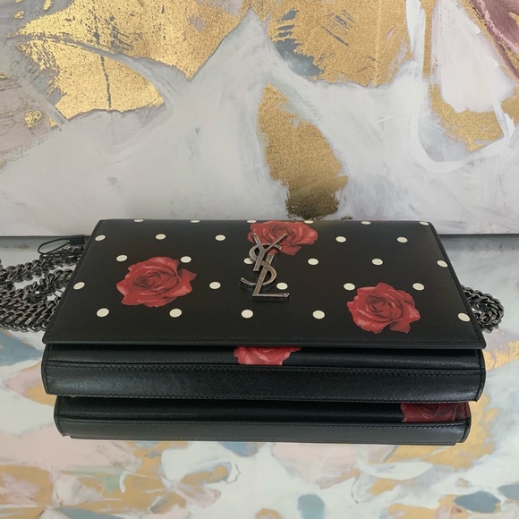 Saint Laurent Polka Dot Floral Monogram WOC - Picture 4 of 11